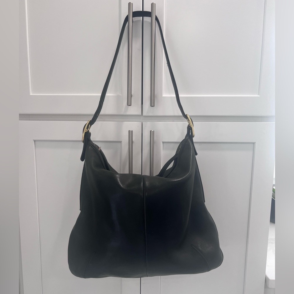 Coach Vintage Large Black Leather Slouch Bag Purse